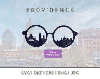 Lunettes de soleil Providence Skyline : Landmark Silhouette vecteur SVG, PNG, JPG (téléchargement numérique pour Cricut, etc.)