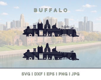 Silhouette de Buffalo : vecteur de silhouette de points de repère SVG, PNG, JPG (téléchargement numérique pour Cricut, etc.)