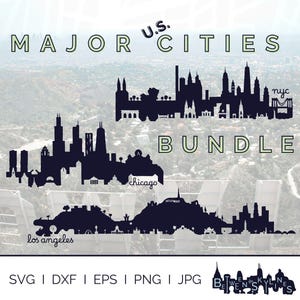 New York City Chicago Los Angeles Skyline Svg bundel Clip Art bezienswaardigheden silhouet Vector Cricut bestand Svg Png Jpg Eps Dxf Instant Download