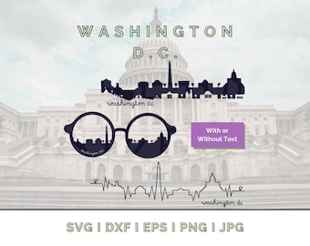 D.C. スカイライン シルエット ベクター: ワシントンのランドマーク SVG、PNG、JPG (デジタル ダウンロード)
