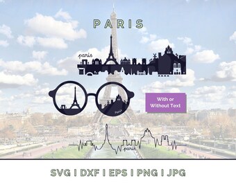 Paris Skyline Bundle: Paris Skyline SVG, PNG, JPG (Digitaler Download für Cricut etc.)