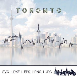 Toronto Skyline Heartbeat Svg Toronto Clip Art Landmarks Silhouette Vector Graphics Cricut Cut File Svg Png Jpg Eps Dxf Instant Download