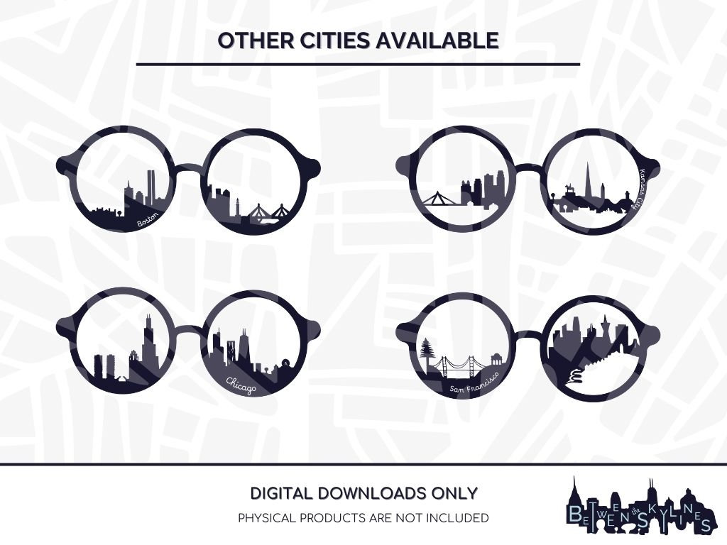 New York City Skyline Corb Glasses Svg NYC Clip Art Landmarks ...