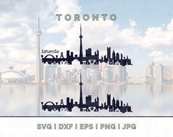 Silhouette de la ligne d'horizon de Toronto : silhouette vecteur de monuments SVG, PNG, JPG (téléchargement numérique pour Cricut, etc.)