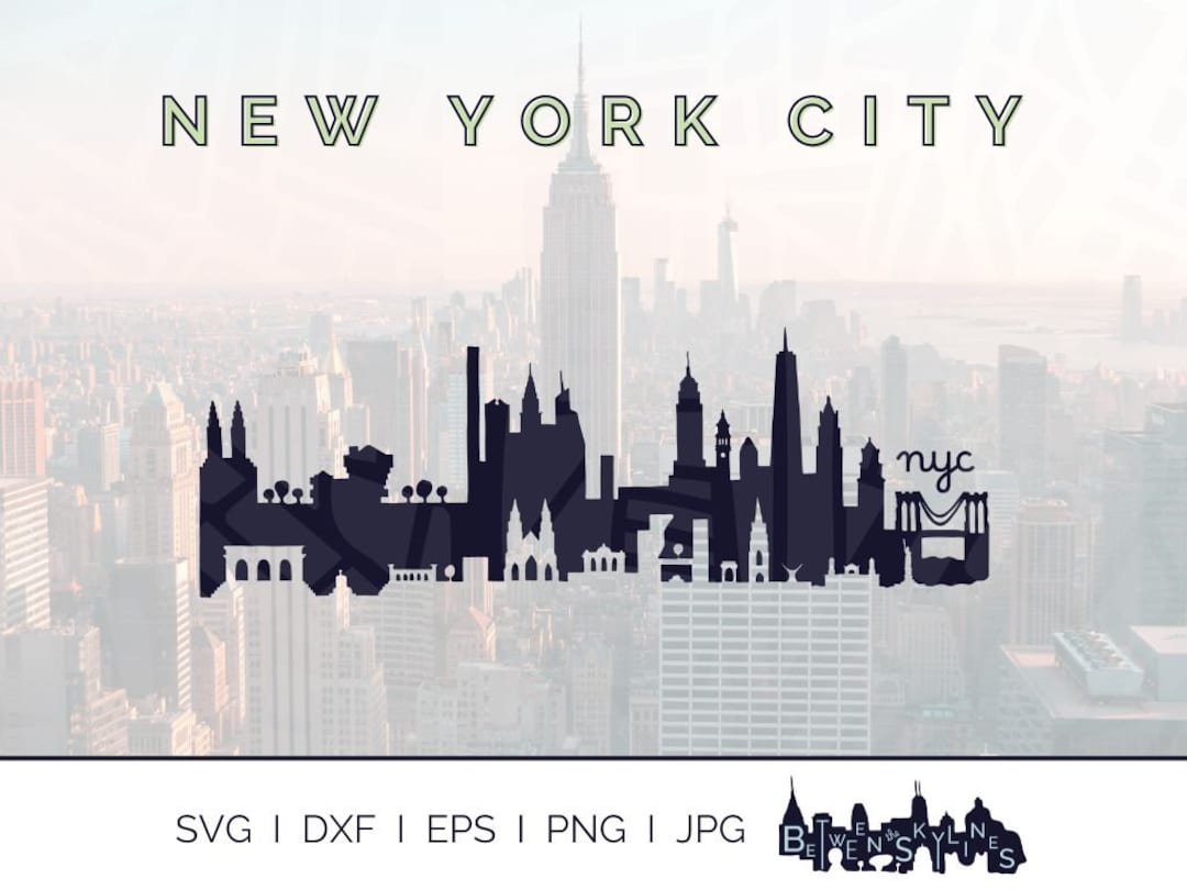 New York City Skyline Svg NYC Clip Art Landmarks Silhouette Vector ...