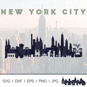 New York City Skyline Svg NYC Clip Art Landmarks Silhouette Vector Graphics Cricut Cut File Svg Png Jpg Eps Dxf Instant Download