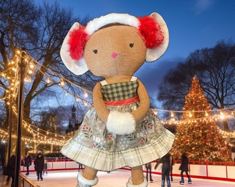 mouse rag doll with ice skating outfit