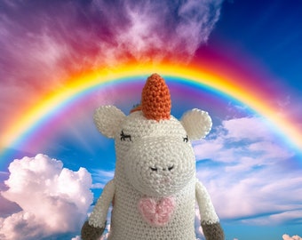 Marigold, the Rainbow Unicorn/amigurumi crochet doll