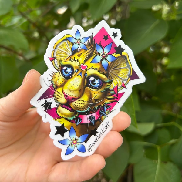 Lemon Lion Cub Pastel Punk Sticker