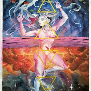 Elemental Goddess—Earth Water Fire Air—Fine Art Print on Heavy (140lb) Watercolor Paper