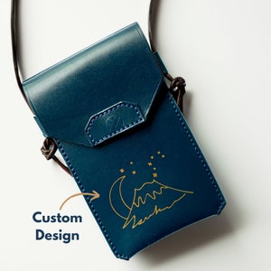 Sac en cuir personnalisé pour téléphone, sac en cuir haut de gamme fait main, sac à bandoulière compact, cadeau unique rustique, design personnalisé, étui pour téléphone, cadeau d&#39;anniversaire