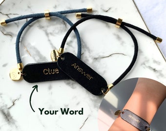 Leather Bracelet, Personalised ENG/JAP/CHN words, free size, positive gift, friendship bracelet, couple bracelet, travel bracelet