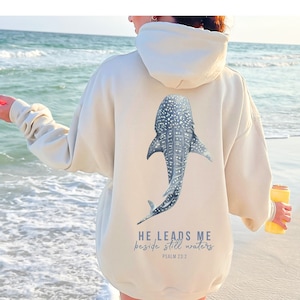 Whale Shark Hoodie Ocean Inspired Style Psalm 23 Coconut Girl Hoodie  Whaleshark Ocean Beach Hoodie Christian Streetwear Jesus Hoodie