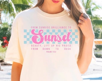 Camiseta de atardecer, estilo inspirado en el océano, versículo de salmo, camisetas cristianas, cosas preppy, camisetas playeras de chica coco, ropa de calle cristiana del Espíritu Santo