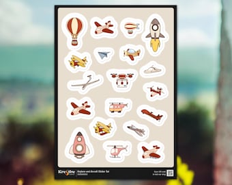 Airplane and Aircraft Sticker Sheet, Scrapbook Stickers, Laptop Stickers Stickers for school, tumblers Stickers, notebook Stickers,