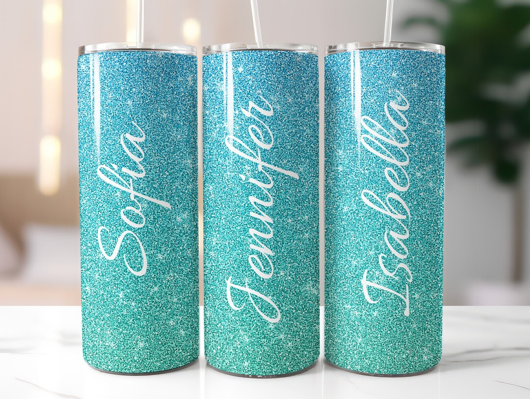 Custom Glitter Tumbler Cup With Lid and Straw, Personalized Glitter