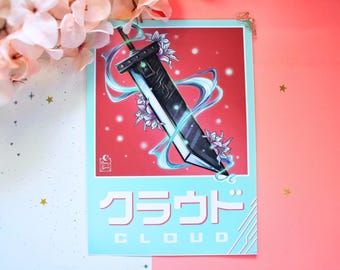 Final Fantasy VII Buster Sword Art Print: Cloud Strife Gamer Gift