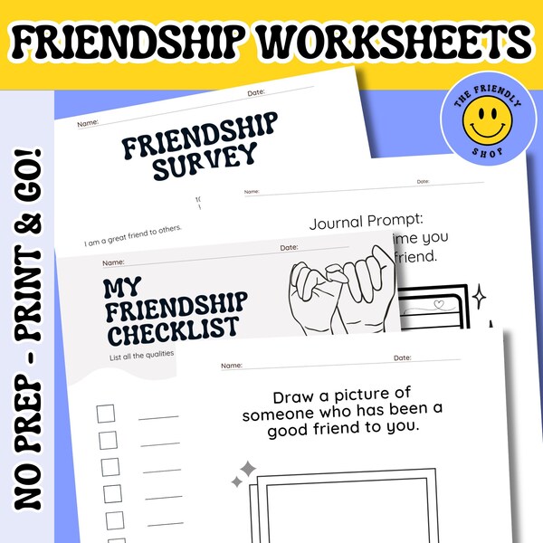 Friendship Worksheets Etsy