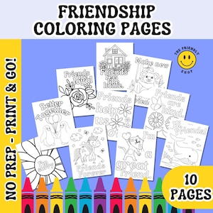 FRIENDSHIP COLORING PAGES - on Being a Good Friend; Healthy Relationship Skills Bulletin Board Activity; Social Emotional Learning Counselor