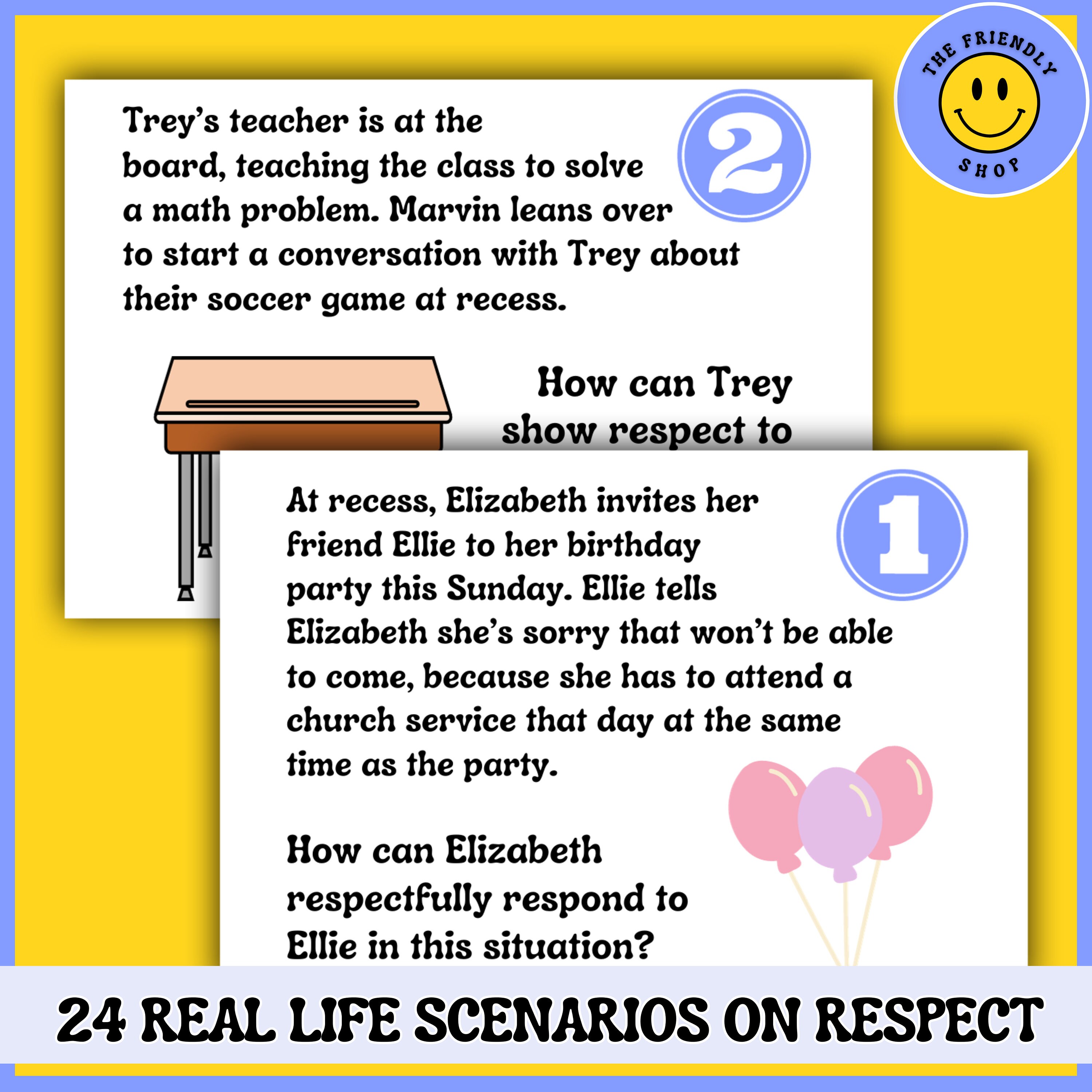 Respect Task Cards - Social Skills & Character Education - Etsy