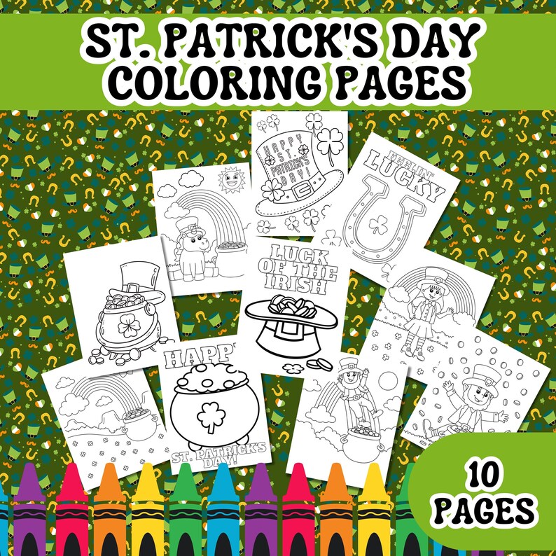 St. Patrick's Day Coloring Pages – Printable Activity Sheets (PDF) - Etsy