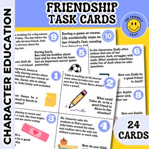 TARJETAS DE TAREAS DE AMISTAD - Aprendizaje socioemocional, Lección sobre cómo hacer amigos