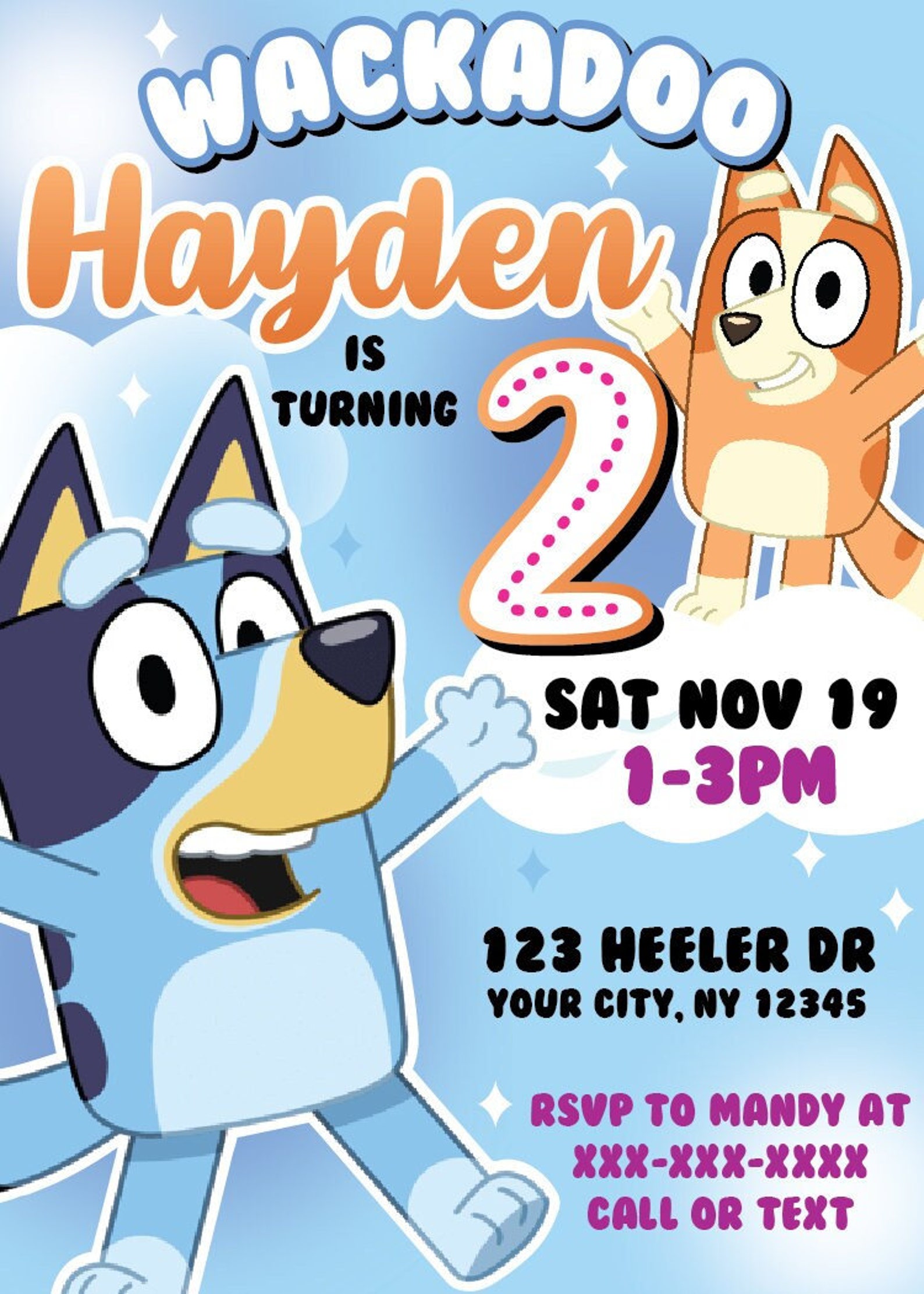 Bluey Birthday Invitation Etsy Bluey Birthday Invitation Etsy