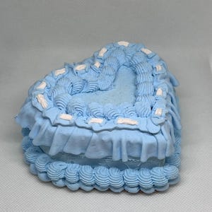 Light Blue Trinket Heart Box Vintage Inspired Cake