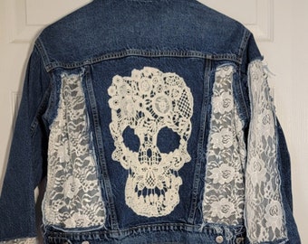 Custom denim lace jacket S-M size