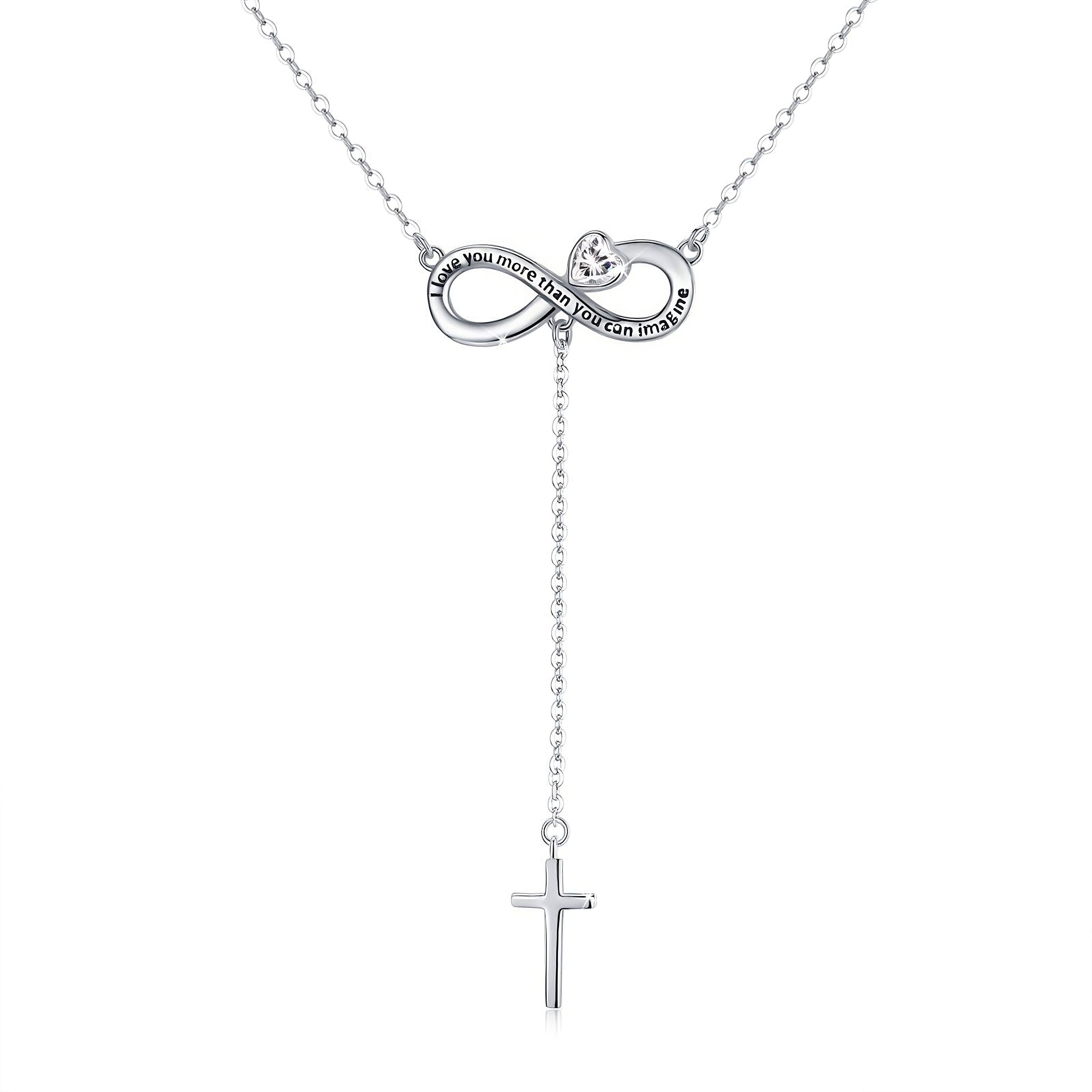 Sterling Silver Infinity Cross Necklace Endless Love Symbol Etsy