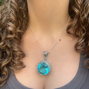 Caribbean Blue Quartz  Statement Necklace