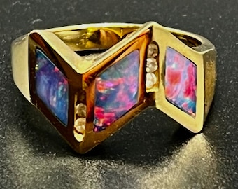 Opal, 14k Gold & Diamond Estate Vintage Ring