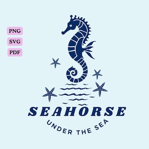 Les hippocampes nagent gracieusement | Hippocampe SVG, PNG, PDF | Fichiers Ocean Cut pour Cricut | Téléchargement instantané | Pour chemise, mug, autocollants, cartes