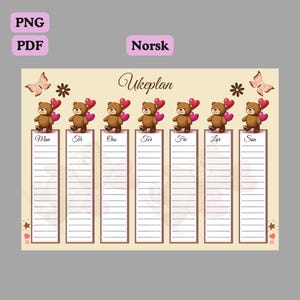 Ukentlig Planlegger Utskrift | Digital PNG / PDF | Øyeblikkelig Nedlasting