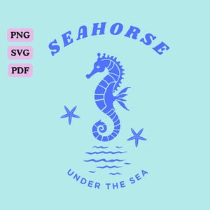 Les hippocampes nagent gracieusement | Hippocampe SVG, PNG, PDF | Fichiers Ocean Cut pour Cricut | Téléchargement instantané | Pour chemise, mug, autocollants, cartes
