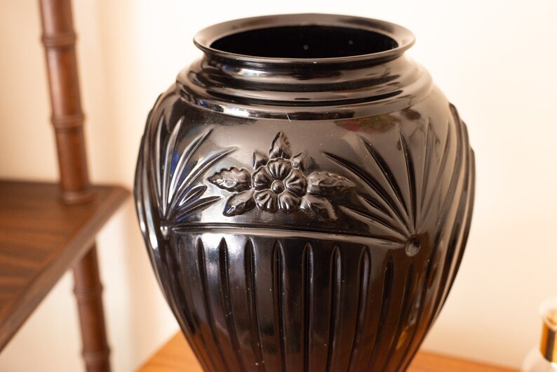 Vintage Large Black Floor Vase Etsy