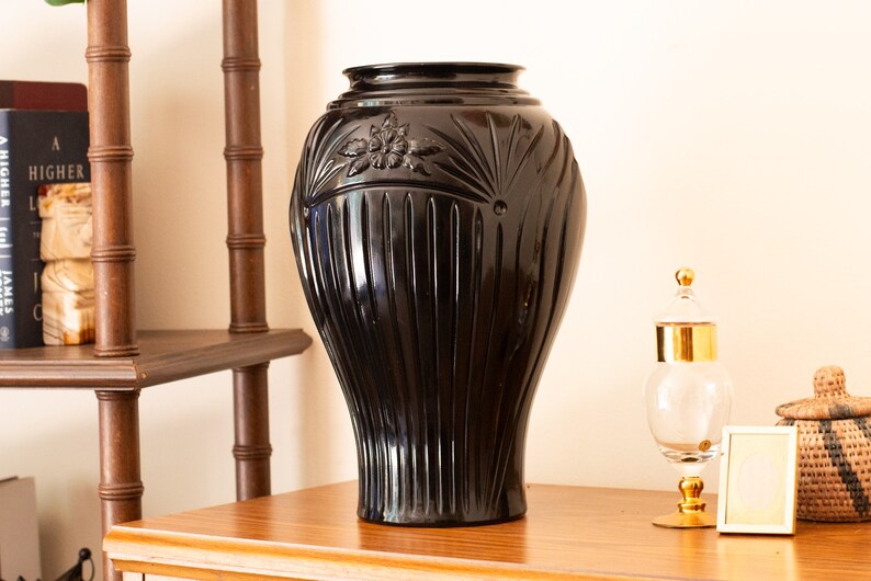 Vintage Large Black Floor Vase Etsy