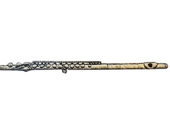 Detailed Flute Embroidered Design