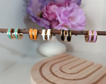 Enamel Huggie Earrings: Gold-Plated Stainless Steel Minimalist Hoops
