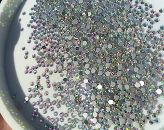 Crystal AB Glass Rhinestones SS16: Iridescent Flatback Gems for DIY Crafts