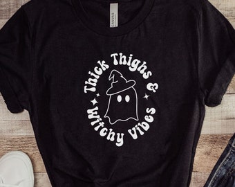 Camiseta divertida de Halloween para ella Camiseta espeluznante Camiseta de bruja Camiseta retro de Halloween Camiseta de otoño Camiseta gráfica de Halloween Camiseta de Halloween