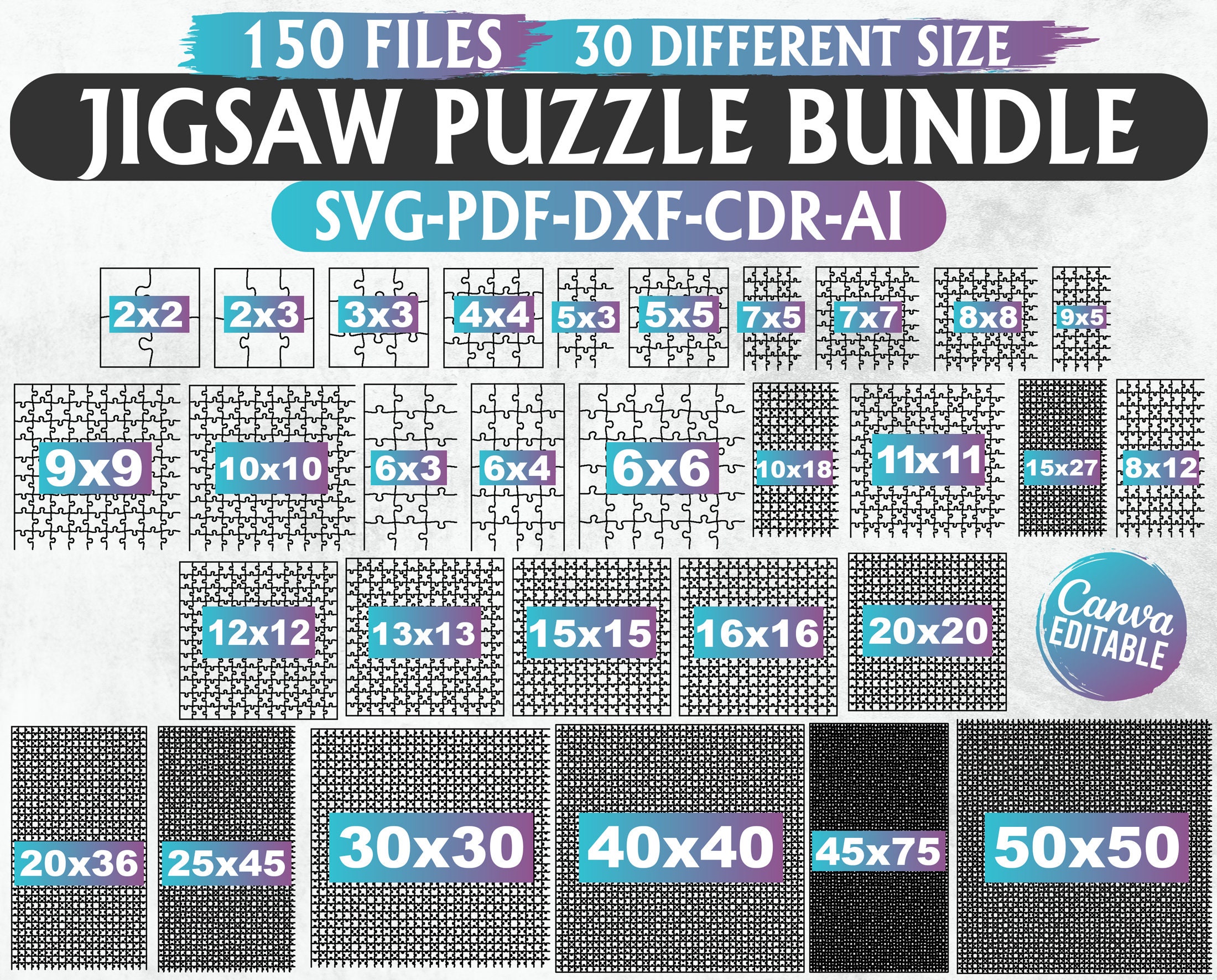 Puzzle Svg Templates, Jigsaw Puzzle Svg, Puzzle Cut template, Puzzle Piece Svg, Laser Cut Puzzle Svg, Puzzle Pieces, Glowforge Puzzle files