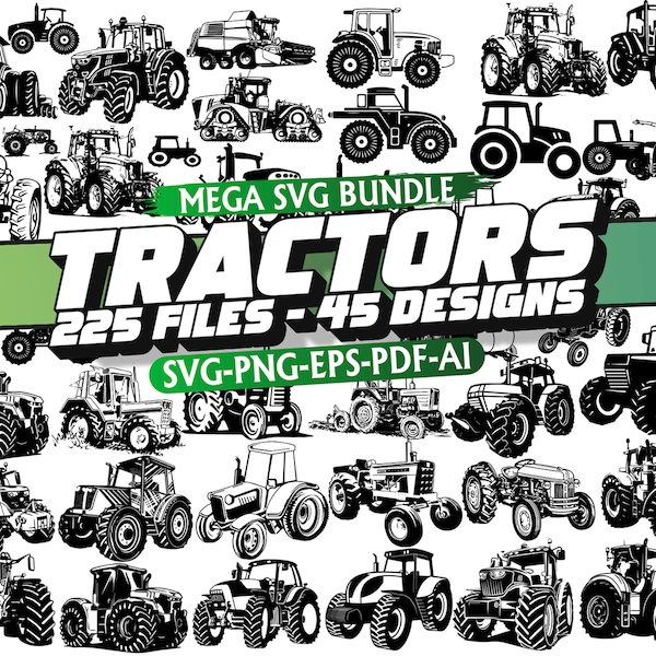 Tractor SVG Bundle, Tractor PNG Bundle, Tractor Clipart, Tractor SVG Files for Cricut, Tractor Silhouette, Truck Svg, Farm Svg, Silhouette