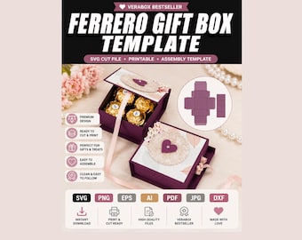 Ferrero Gift Box Template SVG, Chocolate Box Template, Ferrero Rocher Box SVG, Candy Gift Box, Treat Box SVG For Cricut, Instant Download