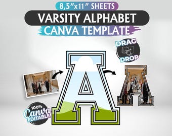 Varsity Alphabet Canva Vorlage: Sport Schriftart (8.5"x11")