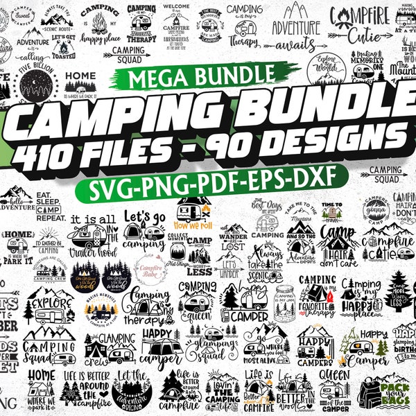 Paquete SVG de camping, SVG de vida en campamento, SVG de campamento, SVG de campista, SVG de fogata, archivos de corte de camping, refranes de campamento, archivos SVG para Cricut, SVG de campamento