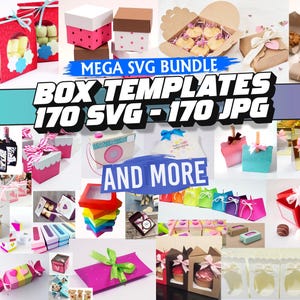 340 modelos de caixa de arquivos, modelo de caixa de presente, caixa de lembrancinhas SVG, modelos de caixa SVG, modelos de caixa Mega, Studio, Cameo, Cricut, artesanato em papel, digital