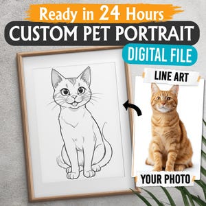 Custom Cat Portrait Svg, Line Drawing, Personalized gift, Cat Line Drawings From Photo, Cat Outline Portrait, Cat Sketch, Cat Line Art Svg
