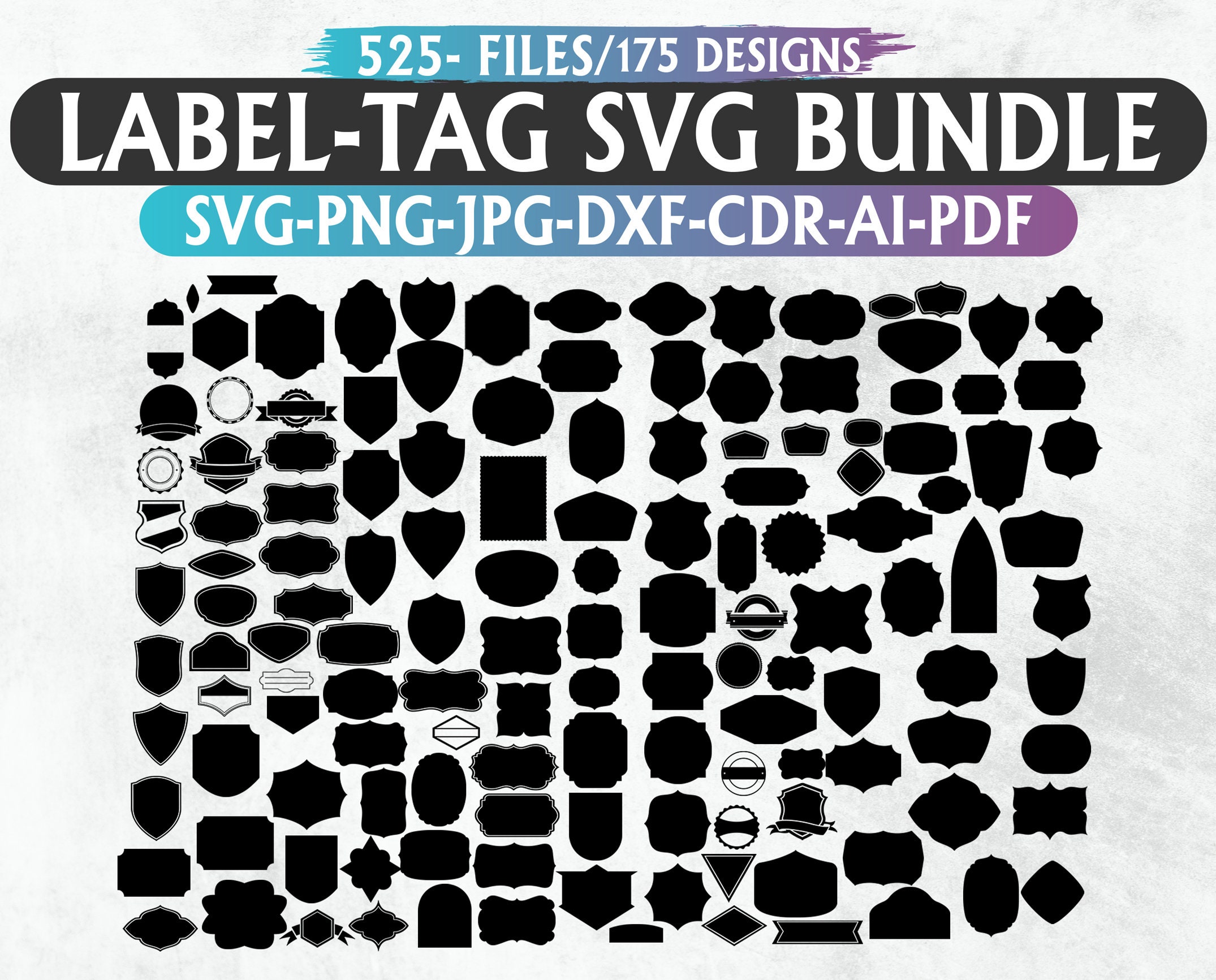 LABELS & TAGS VOL.3/ファション・ラベル＆タグ デザイン 作品 Label Tag SVG Bundle: 175+ Shapes for Cricut, Silhouette (digital