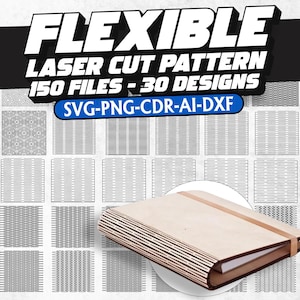 Flexible Laser Cut Patterns: Living Hinge Designs (SVG, DXF, AI)